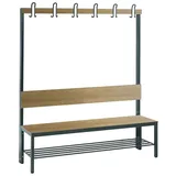 C+P Sitzbank Umkleidebank für Feuchträume mit Rückenlehne, Feuchtraumgeeignet, da verzinkt und einbrennbeschichtet