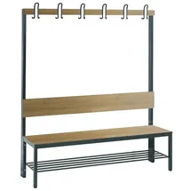 C+P Sitzbank Umkleidebank für Feuchträume mit Rückenlehne, Feuchtraumgeeignet, da verzinkt und einbrennbeschichtet