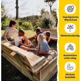 Wickey Holzsandkasten King Kong 195 x 300 cm mit Sitzrand beige/braun