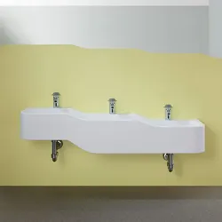 Geberit Bambini Spiel- und Waschlandschaft, 3 Waschplätze, tieferes Becken rechts, Badkeramik, weiß-alpin
