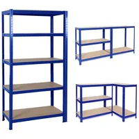 Schwerlastregal Lagerregal 5 Böden Metallregal Kellerregal Steckregal 875 kg belastbar Regal Werkstattregal Werkbank Garagenregal (Blau, 170x75x30cm)