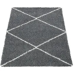 Hochflor-Teppich »Kalmar 442«, rechteckig, 40 mm Höhe, Scandi Design, Rauten Muster, weich & kuschelig, 99636207-0 anthrazit 40 mm