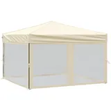 vidaXL Partyzelt Faltbar mit Mesh-Seitenwänden Creme 3x3 m
