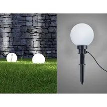 meineWunschleuchte Kleine Außen Kugelleuchte weiß mit Strom, Leuchtkugeln Wegbeleuchtung, 20cm
