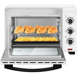 Woltu Mini Backofen 21 L, elektrischer Minibackofen, Miniofen, Pizzaofen, 1280 W, 100-230 °C, Timer 60 Min., Ober-/Unterhitze, Doppelverglasung, Weiß