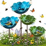 TETGSET Blumen Gartenstecker VogelträNke, 2026 Neu Metall Blumen Gartenstecker, BienenträNke, Schmetterlinge Insekten Tränke für Den Garten, VogelträNke Futterschale Rasen & Balkon (4pcs *E)