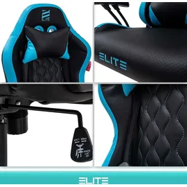 Elite Gaming-Stuhl für Kinder PULSE, ergonomisch, bis 120kg, verstellbare Höhe, Wippmechanik, Kissen (Schwarz/Blau)