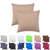 NatureMark 2er Set Jersey Kissenbezüge – Elastisch, weich, atmungsaktiv und hautfreundlich – Waschbare Kissenhülle - 40x40 – Sand/Beige