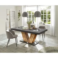 Mäusbacher Esstisch ausziehbar Elena 180x90x76 Plankeneiche/Graphit 13995-180