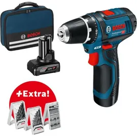 Bosch GSR 12V-15 Professional inkl. 1 x 2 Ah + 1 x 4 Ah + 39-tlg. Zubehör 0615990G6L