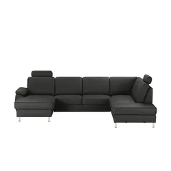 meinSofa Wohnlandschaft mit Sitz- und Rückenbezug aus Leder Kathi ¦ schwarz ¦ Maße (cm): B: 309 H: 86 T: 235