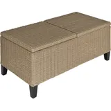 Outsunny Polyrattan Beistelltisch Garten Couchtisch Gartentisch ausziehbar Stahl Khaki 103x50x45,5cm für - Terrasse Aosom.de