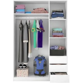 Habitdesign Kleiderschrank Low Cost 121 x 184 x 52 cm Weiß