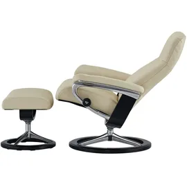 Stressless Relaxsessel Leder 91 x 102 x 79 cm creme mit Hocker