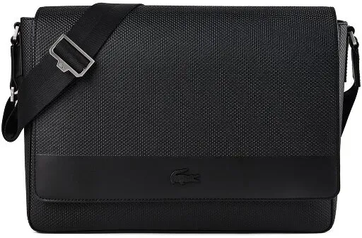 Lacoste Chantaco Aktentaschen Messenger Leder 35 cm  schwarz