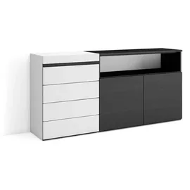 SKRAUT HOME Kommode, Weiß, Holzwerkstoff, Rechteckig, 158x75x35 cm, Wohnzimmer, Kommoden & Sideboards, Kommoden