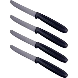 Tafelmesser GSD HAUSHALTSGERÄTE, schwarz, 4 tlg., Stahl, Essmesser, mit Wellenschliff