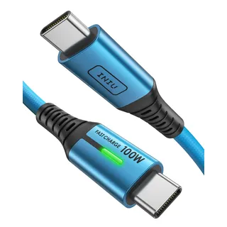 INIU USB C auf USB C Kabel, 100W [2m Blau] USB C Ladekabel, Typ C Schnellladekabel Nylon Handy Datenkabel für iPhone 17 16 Pro Max Samsung S25 S24, Pixel 10 Pro XL, iPad Air Huawei Xiaomi usw.