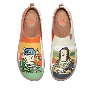 UIN Women Casual Fashion Shoes with PU Upper and Eva Outsole Hiking Shoes Painted Slip On Shoes Low-Tops Van Gogh & Mona Lisa Toledo I UK Size 5.5, EU Size (39) - 39 EU