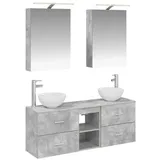 vidaXL Badezimmerschrank-Set 5 pcs Betongrau 50 x 14,5 x 70 cm