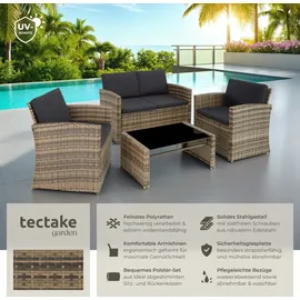 Tectake Lucca Rattan Lounge natur/dunkelgrau