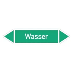 Aufkleber I RKZ-Etikett Wasser,DIN 2403,grün/weiß,ab Ø 90mm,440x100mm,2/Bogen