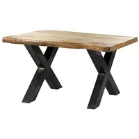 MASSIVMOEBEL24.DE Baumtisch Mango 160x90x77 natur lackiert / X-Beine anthrazit