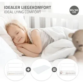 ML-Design Hausbett mit Rausfallschutz 80 x 160 cm Kiefer massiv weiß