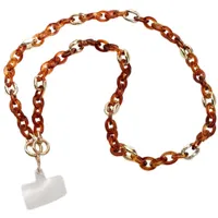 Whakano Lange Handykette aus Acryl Universal Schlüsselband für alle Smartphones,Mode Handy Lanyard mit Patch,Handyhülle Necklace Handy Kette Kordel zum Umhängen,Dunkelbraun