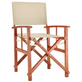 Casaria Regiestuhl Cannes (1 St), Holz Klappbar Wetterfest 160kg Belastbar Armlehne Bezug Klappstuhl beige 48 cm x 86 cm x 53 cm