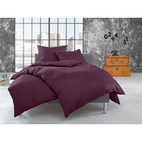 Bettwaesche-mit-Stil warme Fein Flanell Winter Bettwäsche brombeer Uni/einfarbig 240x220 + 2X 80x80 cm - 100% Baumwolle