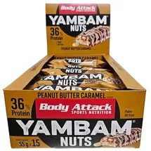 Body Attack YamBam NUTS Brownie White Chocolate Riegel 15 x 55 g