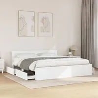 VidaXL Bettgestell mit Kopfteil ohne Matratze Weiß 200x200 cm