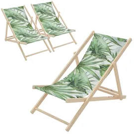 ECD Germany Sonnenliege 57,5 x 83 x 100 cm Grün/Weiß klappbar