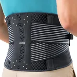 Rakiie Rückenstützgürtel für Herren und Damen, 6X Lendenwirbelstütze mit 3D-Polsterung, Atmungsaktiv Leicht Rückenbandage für Rückenschmerzen, Grau Größe M(82-101CM)