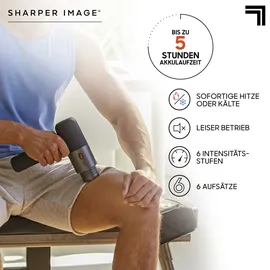 Sharper Image Fitness Massagegun mit Kälte-/ Wärmefunktion & 6 Massageköpfen