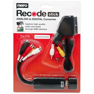 Nero VHS zu USB Video Grabber Recode Stick | VHS selbst digitalisieren | ANALOG to DIGITAL Capture Card | Windows 11/10 | MacOS (Videokassetten digitalisieren | S-VHS | Hi8 | Super 8 | DVD zu PC)