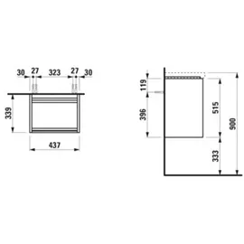 Laufen Waschtischunterschrank 1 Tür 34,5 x 51,5 x 43,5 cm Verkehrsgrau