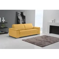 Schlafsofa EGOITALIANO "Cecilia, modern & elegant, erstklassiger Sitzkomfort, Dauerschläfer", gelb, B:234cm H:85cm T:102cm, Leder »BULL« (echtes Rindsleder). Geschliffenes, pigmentiertes und behandeltes Rindsleder mit einer Dicke von 1, 3-1, 5 mm. Dieses Leder zeigt eine ziemlich weiche Hand mit einem halb undurchsichtigen Aussehen. Es handelt sich um ein geschütztes Leder. Eine leichte Deckschicht schützt sie vor Flecken, ohne ihre ursprünglichen Eigenschaften zu verändern. Die geschützten Leder kombinieren die Vorteile von Natürlichkeit und Weichheit mit einer guten Beständigkeit gegen Verschleiß und Ausbleichen. Das Vorhandensein der charakteristischen Zeichen, die das Leben des Tieres bestimmen, wie Narben, Körnungsunterschiede, Falten, Adern, Disharmonien in Farbtönen, beweisen ihre absolute Echtheit und großen Wert., Sofas, Schlafsofa, inkl. Matratze und hochwertigem Metallbettrahmen, toller Schlafkomfort