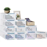 Youyijia 10 Stück Schuhboxen - Stapelbare Schuh Organizer aus Transparentem Kunststoff mit Schubladen - DIY Schuhschachteln für Platzsparende