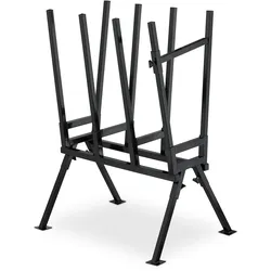 Relaxdays Sägebock, Holzsägearbeiten, 400 kg, Sägegestell für Kettensägen, stabiler Stahl, HBT 107 x 81 x 53 cm, schwarz