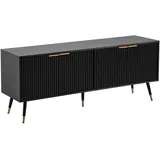 FineBuy Lowboard 150 cm Schwarz/Eiche Modern 150x60x39 cm Metall/MDF/Spanplatte
