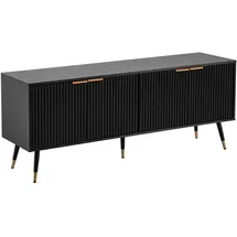 FineBuy Lowboard 150 cm Schwarz/Eiche Modern 150x60x39 cm Metall/MDF/Spanplatte