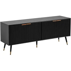 FineBuy Lowboard 150 cm Schwarz/Eiche Modern 150x60x39 cm Metall/MDF/Spanplatte
