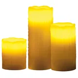 Lunartec LED Kerzen Set: LED-Echtwachskerzen mit Candle-LED & Funk-Fernbedienung, 3er-Set (LED Wachskerzen mit Fernbedienung, Kerzen Set mit Fernbedienung, Teelichter mit Timer)