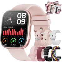 Smartwatch Damen mit 7 Armbänder & Geschenkbox, 1.83" HD Smartwatch mit Bluetooth-Anruf, Fitness Tracker mit SpO2, Pulsmesser, Schlafmonitor, Schrittzähler, IP68 Wasserdicht, 100+ Sportmodi(Hellrosa)