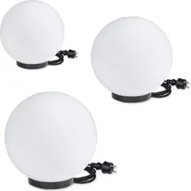 H4L Kugelleuchten 3er Set 20/30/40cm weiß inkl.3m Anschlußkabel Kugellampe Deko Gartenleuchte