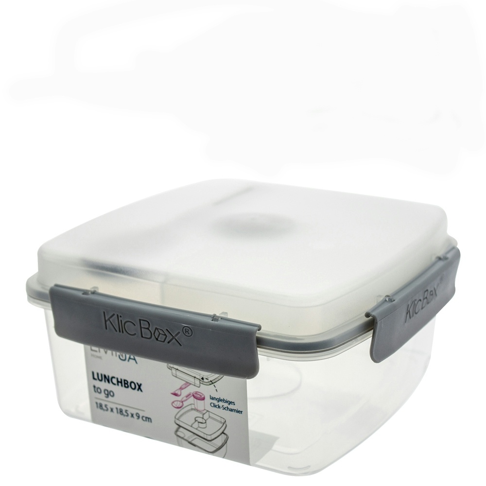 Lunchbox mit Besteck & Dressingbehälter. 9x18,5x18,5 cm,