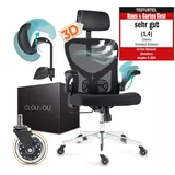 clouvou SmartSeat Bürostuhl Ergonomisch [TESTSIEGER] Schreibtischstuhl 100% individuell einstellbar | Büro Stuhl & Gaming Stuhl | Computerstuhl Home Office Chair Ergonomic | Drehstuhl 150 kg