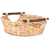 Decorasian Korb zur Aufbewahrung, geflochten aus Wasserhyazinthe mit Griffen - Präsentkorb bzw. Geschenkkorb leer – Ideale Geschenkkörbe von groß bis klein – 32cm Natur